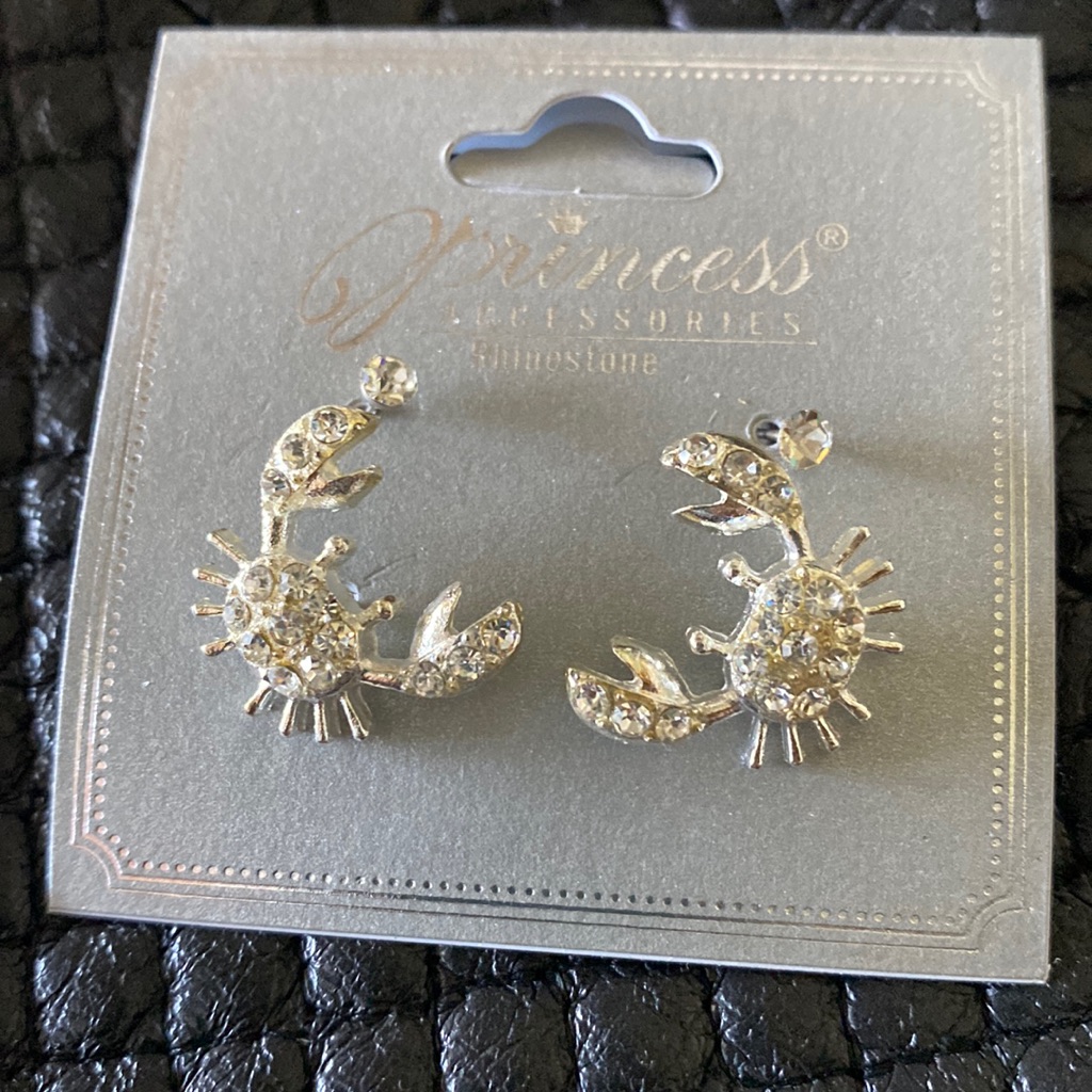 Princess Rhinestone Crab Post Earrings